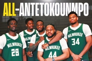 美媒晒五人全是字母哥阵容：踢足球的大哥也来凑数了