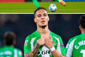 这球精彩安东尼贴地斩世界波破门，近3场西甲打进3球