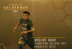 巴黎圣日耳曼球员杜埃获2025欧洲金童奖